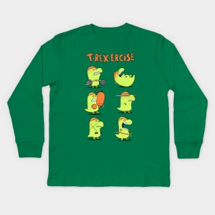 T-Rex-Ercise Kids Long Sleeve T-Shirt